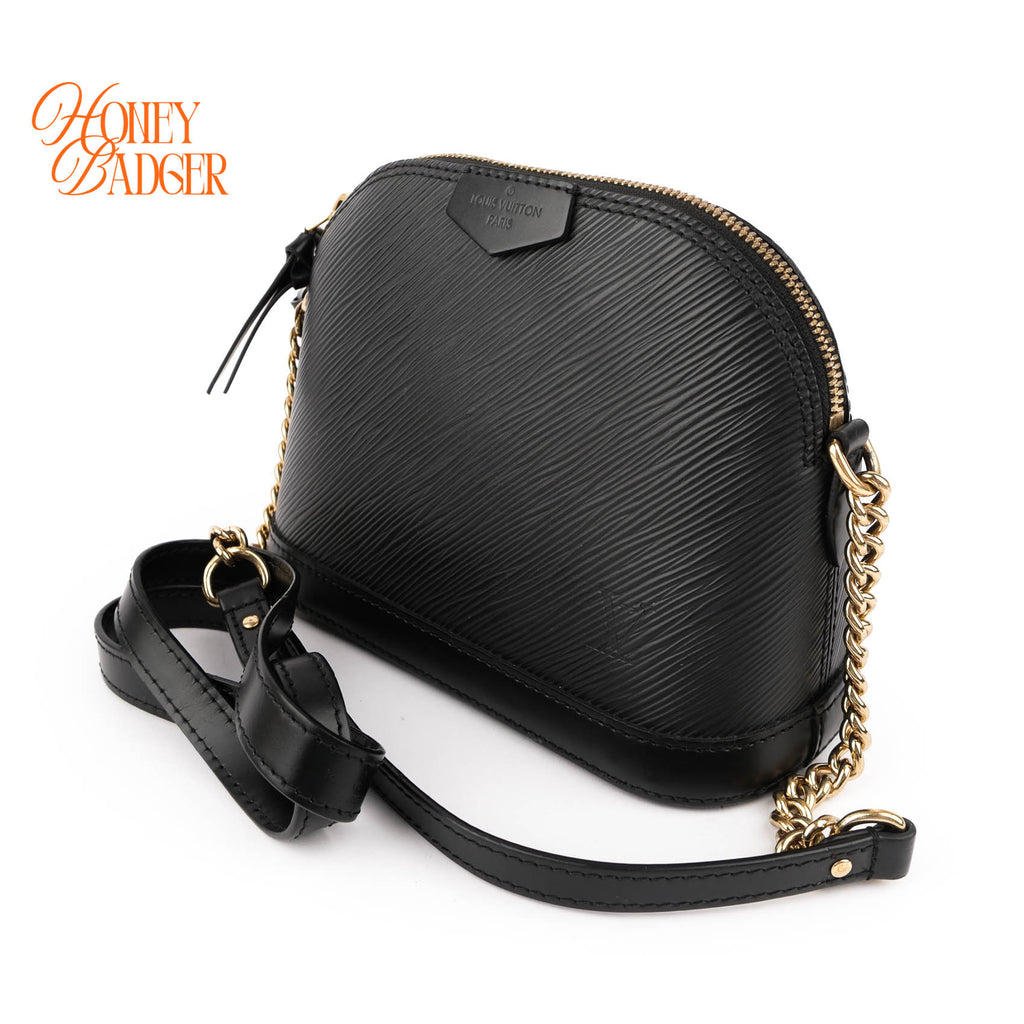Louis Vuitton Epi Alma Mini Chain Shoulder Bag Black