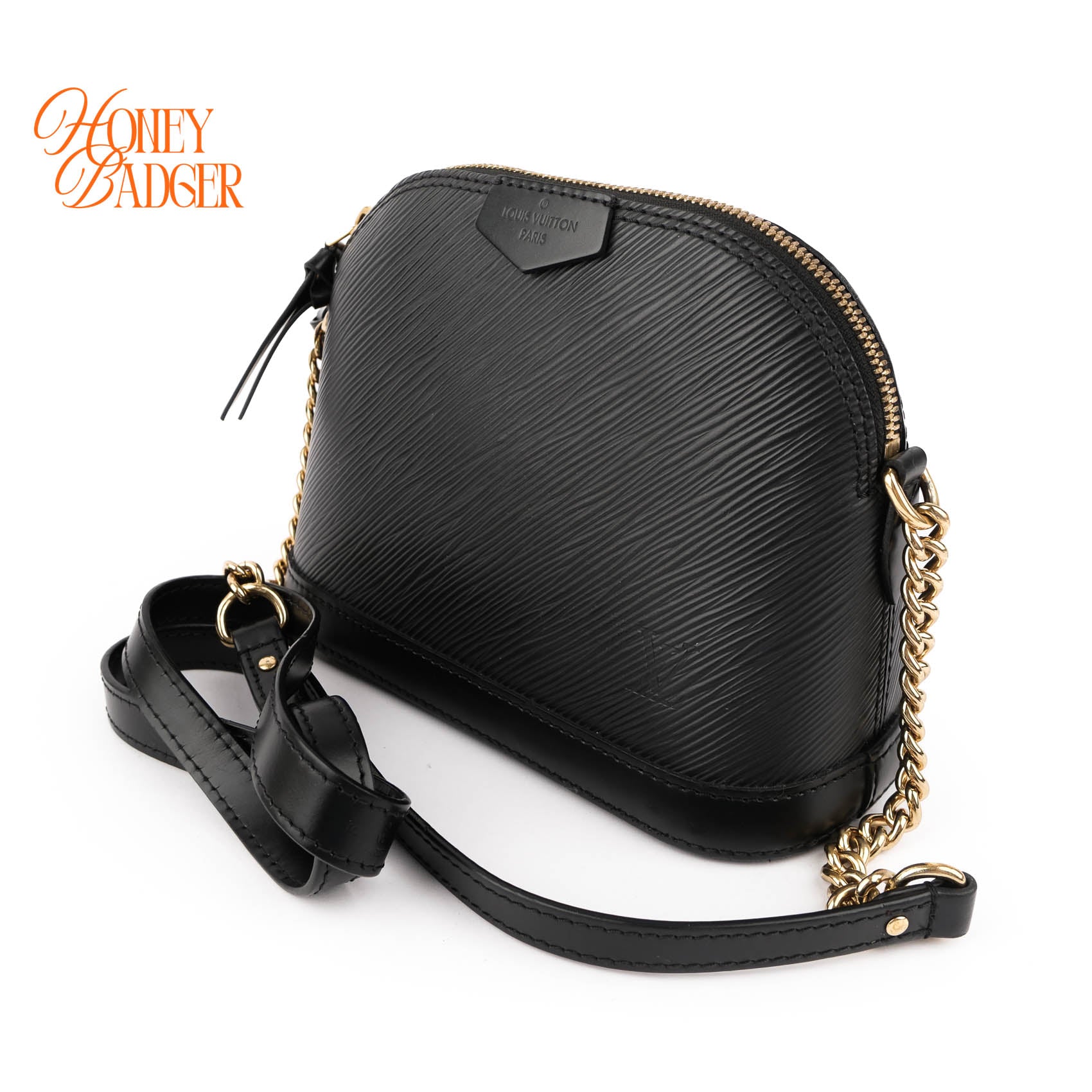 Louis Vuitton Epi Alma Mini Chain Shoulder Bag Black