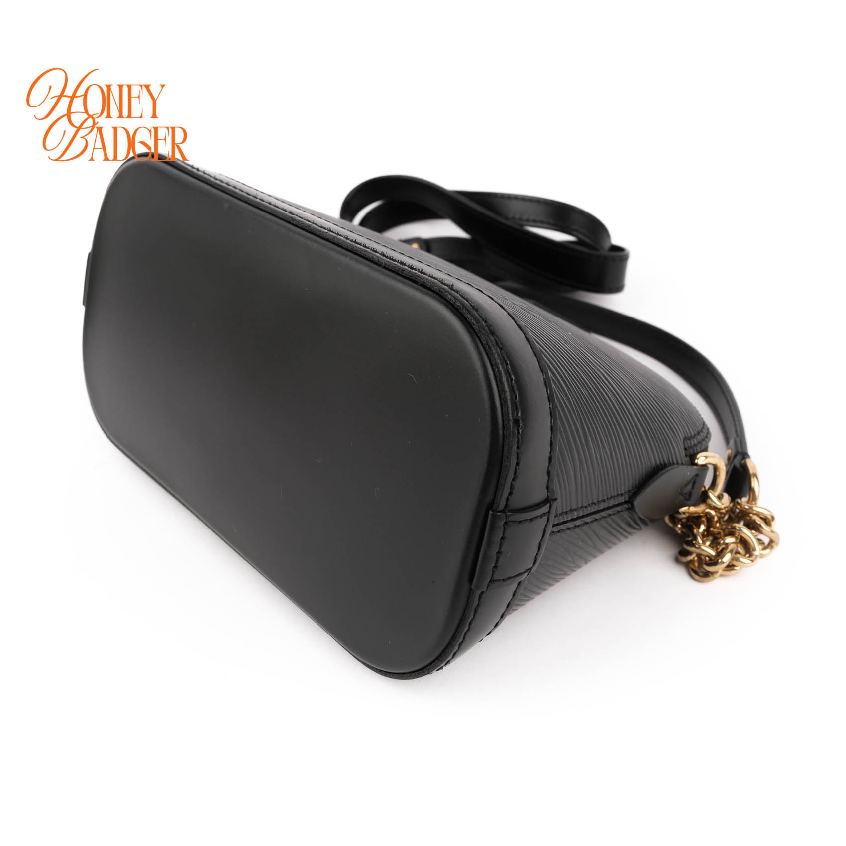 Louis Vuitton Epi Alma Mini Chain Shoulder Bag Black
