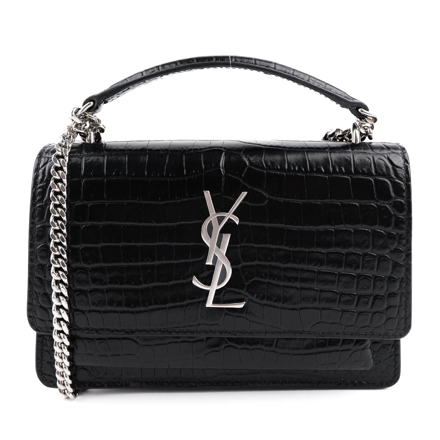 Saint Laurent Sunset Medium in Crocodile-Embossed Leather