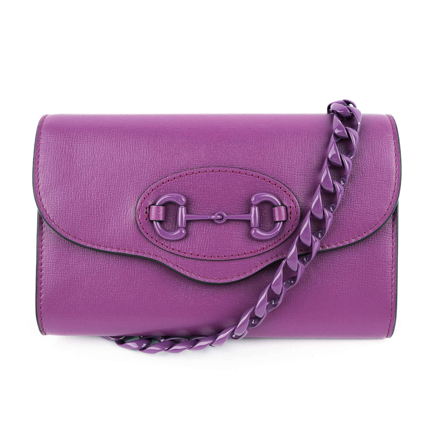 Gucci Horsebit 1955 Mini Shoulder Bag in Purple Leather
