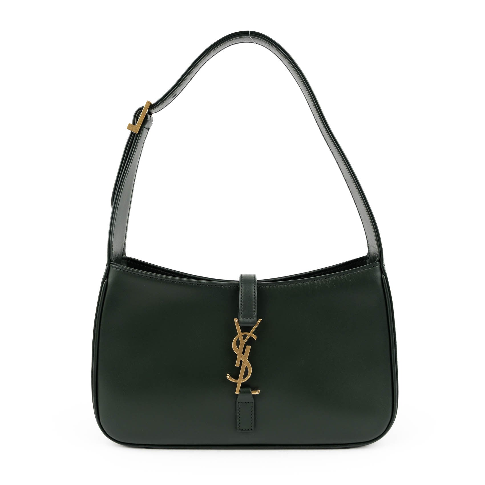 Saint Laurent Paris Le 5 à 7 Shoulder Bag 657228 Smooth Calfskin Leather Green Gold Hardware