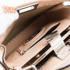 Fendi Peekaboo Iconic Mini Selleria Beige Grained Leather Python Handle Silver Hardware 8BN244