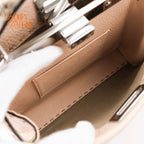 Fendi Peekaboo Iconic Mini Selleria Beige Grained Leather Python Handle Silver Hardware 8BN244