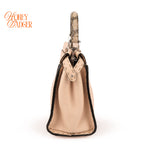 Fendi Peekaboo Iconic Mini Selleria Beige Grained Leather Python Handle Silver Hardware 8BN244