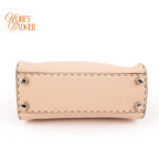 Fendi Peekaboo Iconic Mini Selleria Beige Grained Leather Python Handle Silver Hardware 8BN244