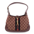 Gucci Jackie 1961 Small GG Canvas Leather Bordeaux Shoulder Bag 636706