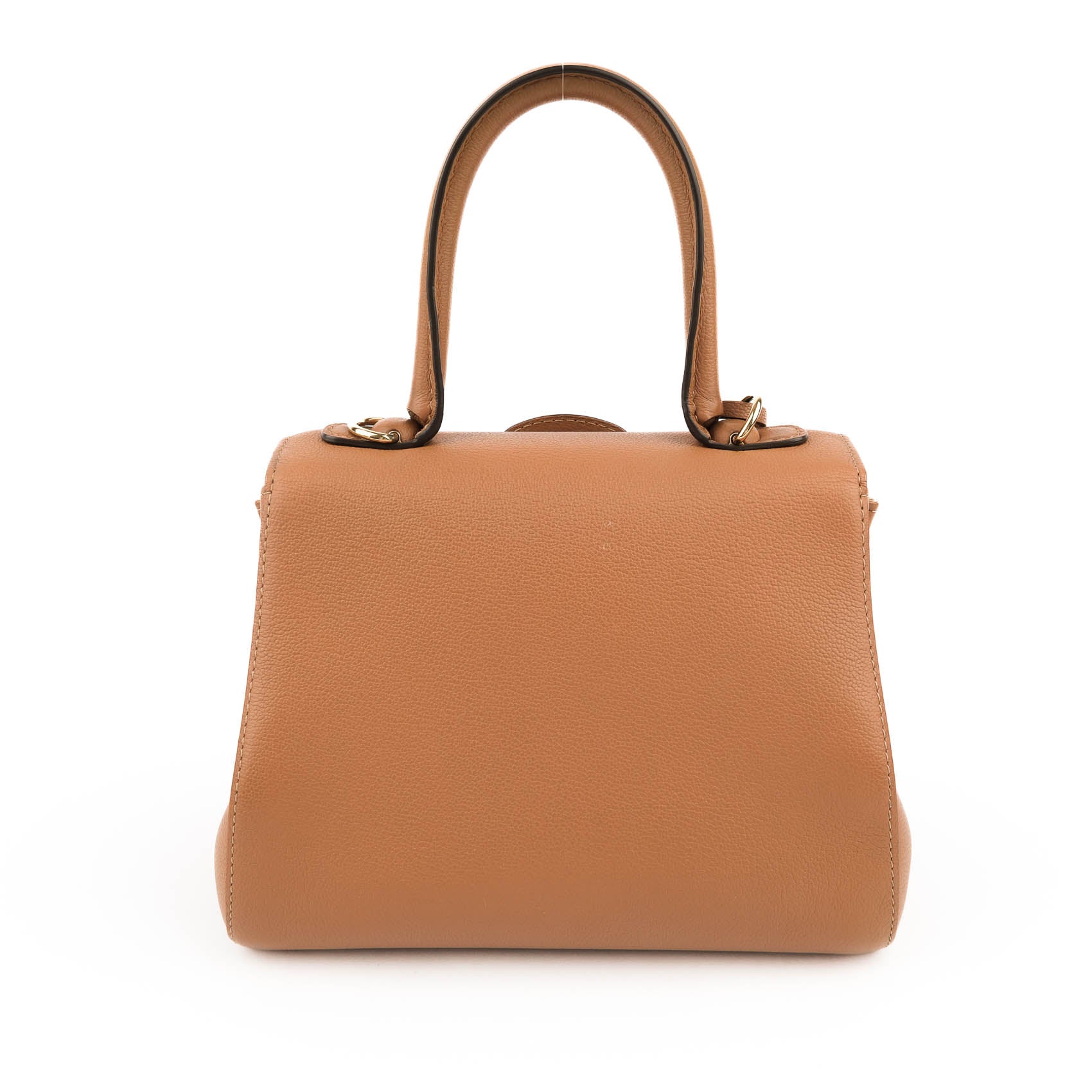 Delvaux Brillant Mini 2way Handbag Taurillon Leather Cognac Brown Gold Hardware