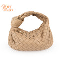 Bottega Veneta Small Jodie Leather Handbag in Beige.