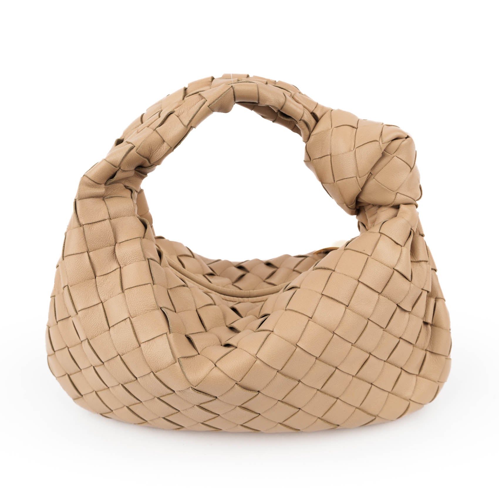 Bottega Veneta Small Jodie Leather Handbag in Beige.
