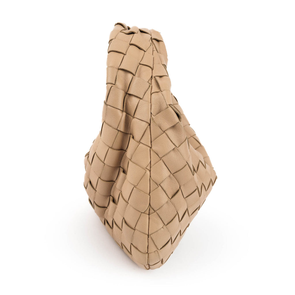 Bottega Veneta Small Jodie Leather Handbag in Beige.