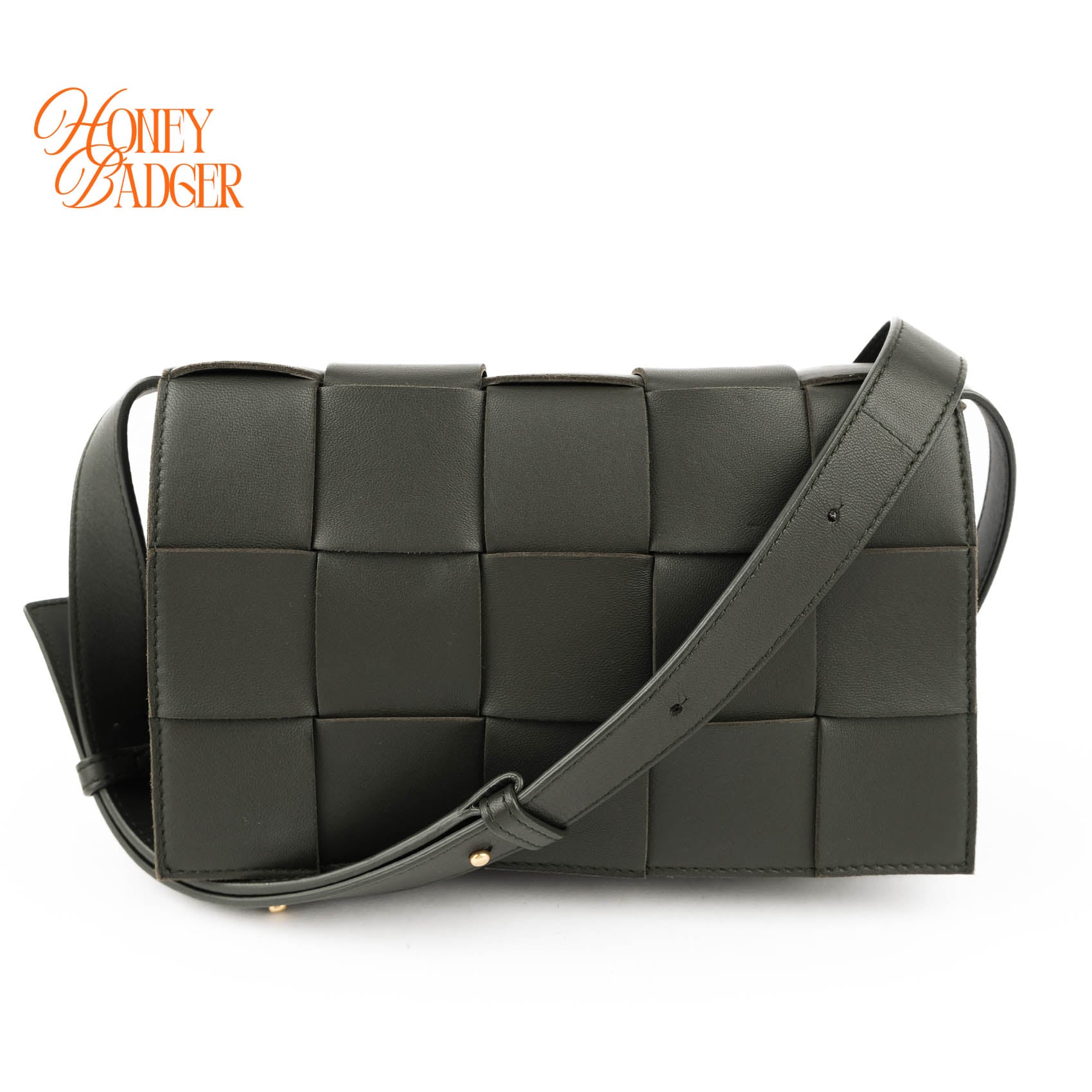 Bottega Veneta Cassette Shoulder Bag Dark Green Maxi Intrecciato Leather Gold Hardware