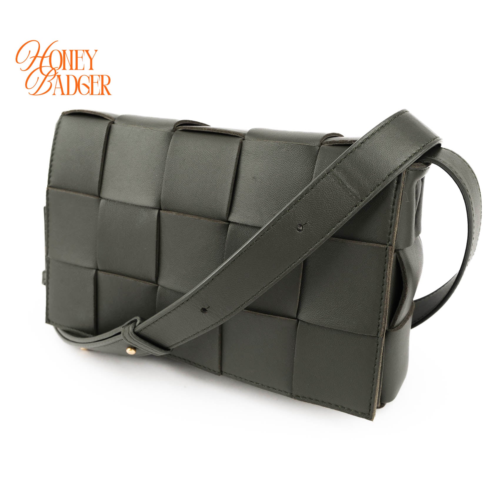 Bottega Veneta Cassette Shoulder Bag Dark Green Maxi Intrecciato Leather Gold Hardware