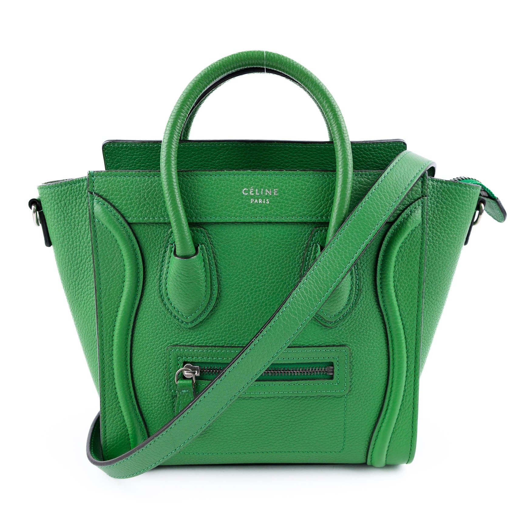 Celine Nano Luggage Bag - Green Drummed Calfskin (Phoebe Philo Era)