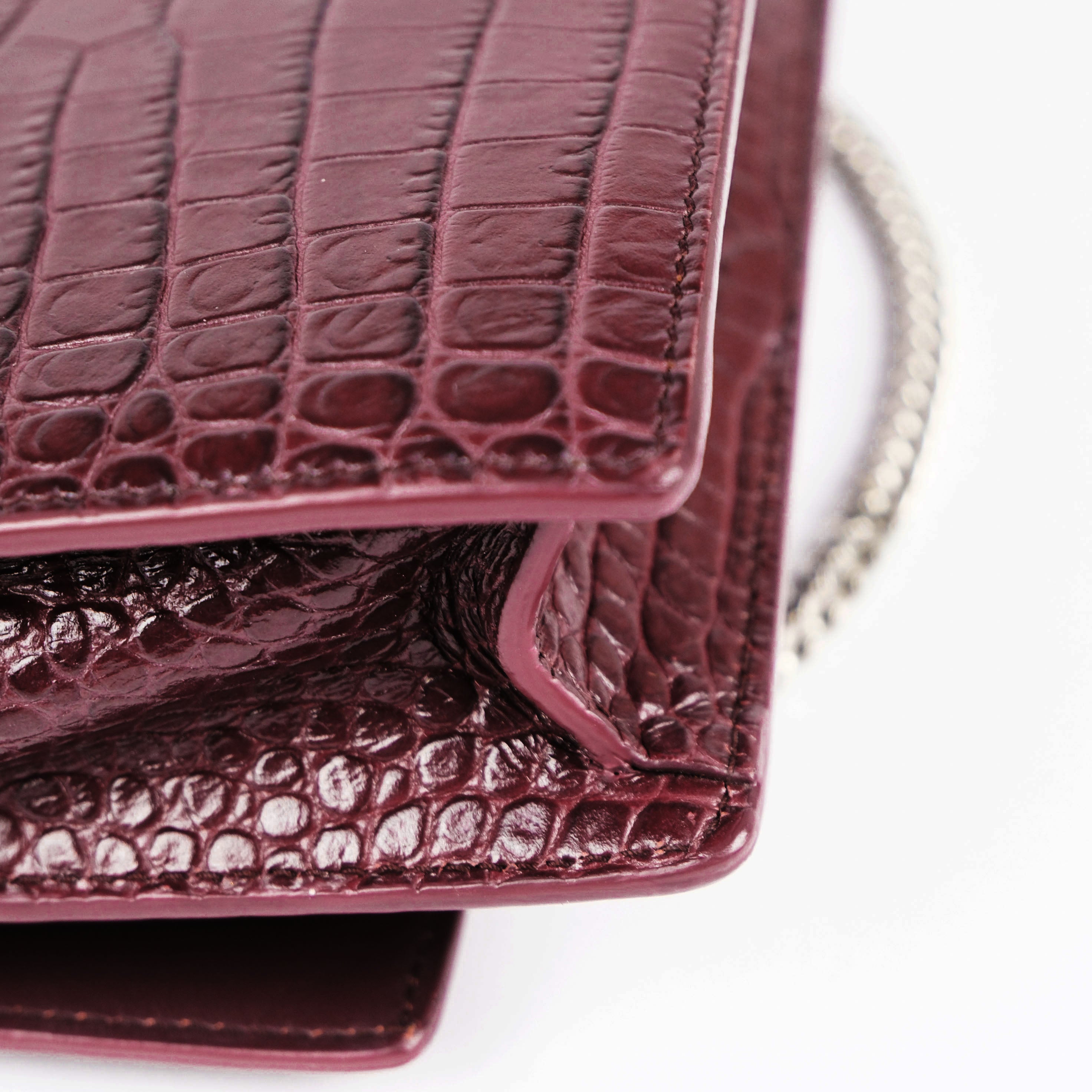 Saint Laurent Sunset Medium Shoulder Bag in Crocodile-Embossed Leather