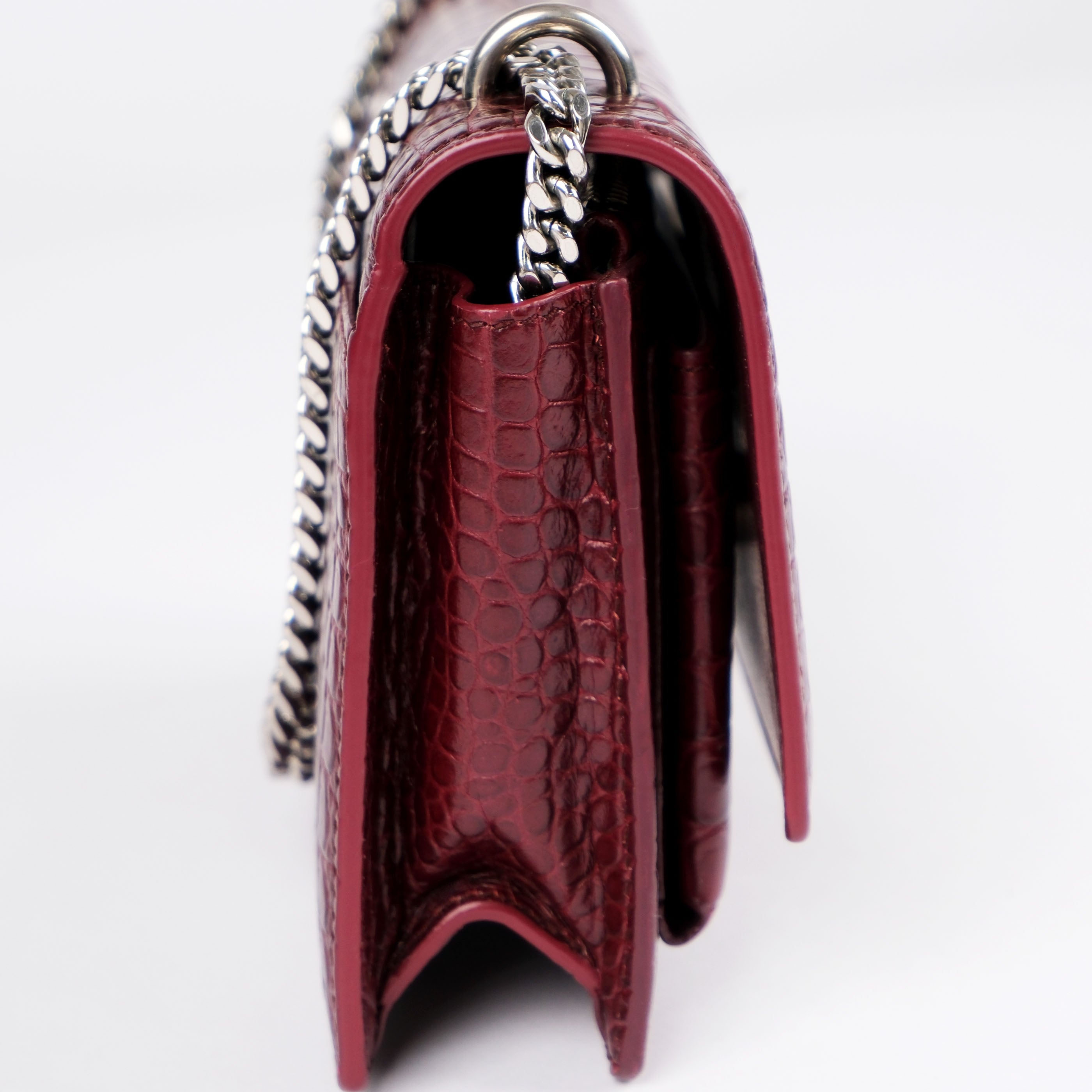 Saint Laurent Sunset Medium Shoulder Bag in Crocodile-Embossed Leather