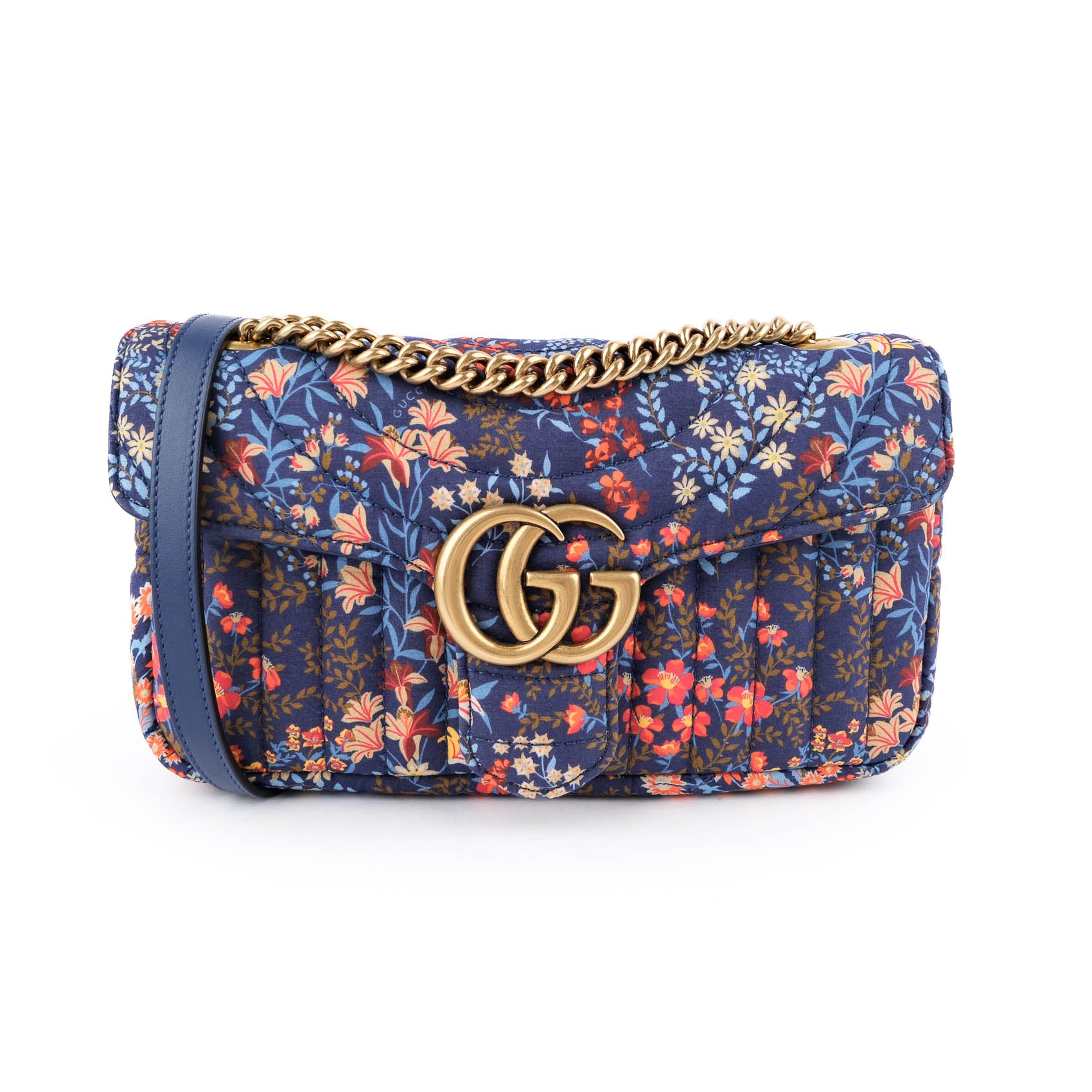 Gucci Small GG Marmont Floral Print Canvas Shoulder Bag